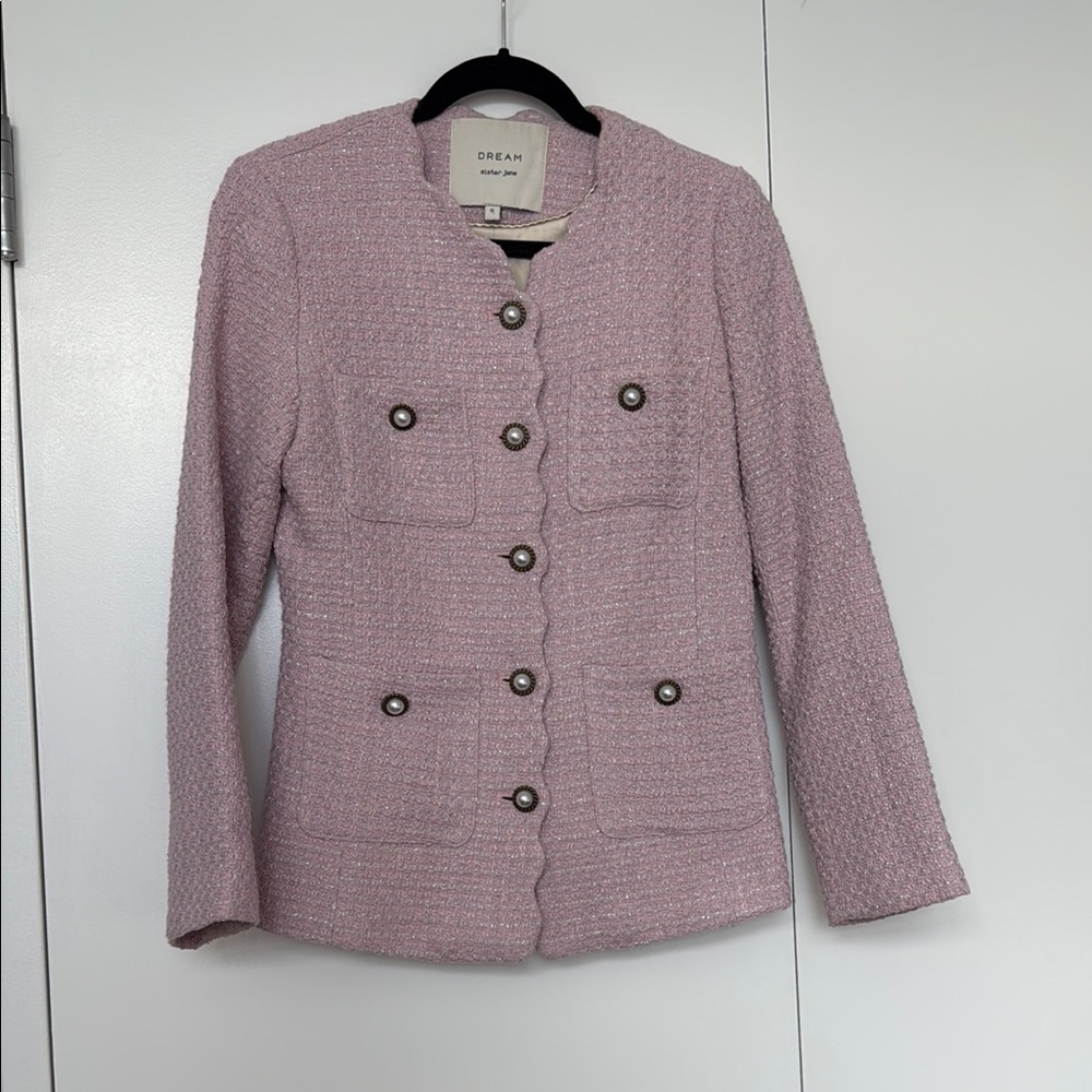 Dream by Sister Jane - Lilac Sparkle Collarless Tweed Blazer